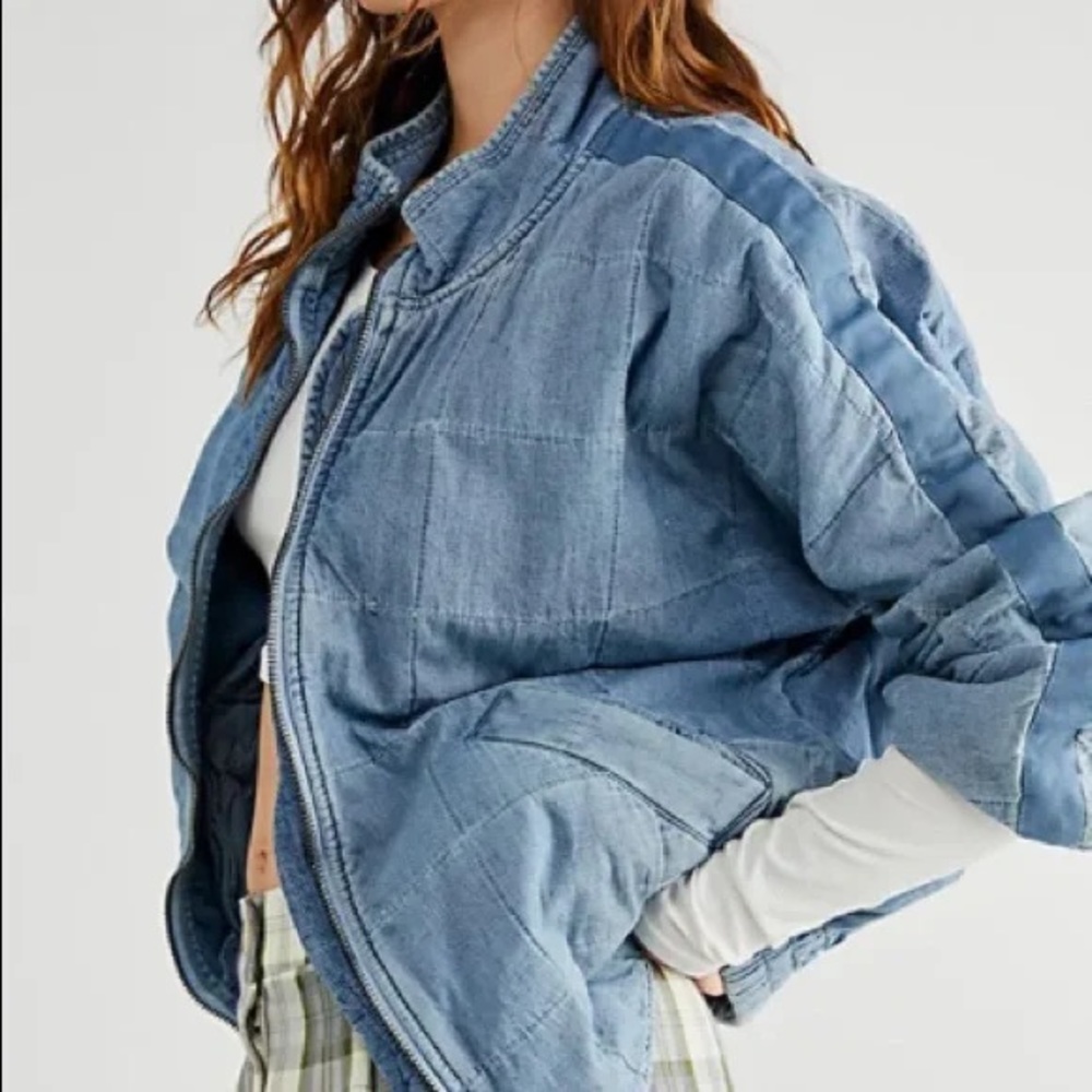 Free People Dolman Quilted Denim Jacket